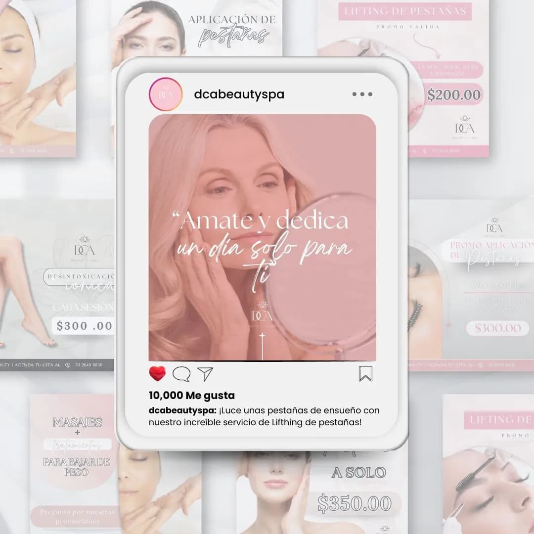 Publicaciones de DCA Beauty para redes sociales