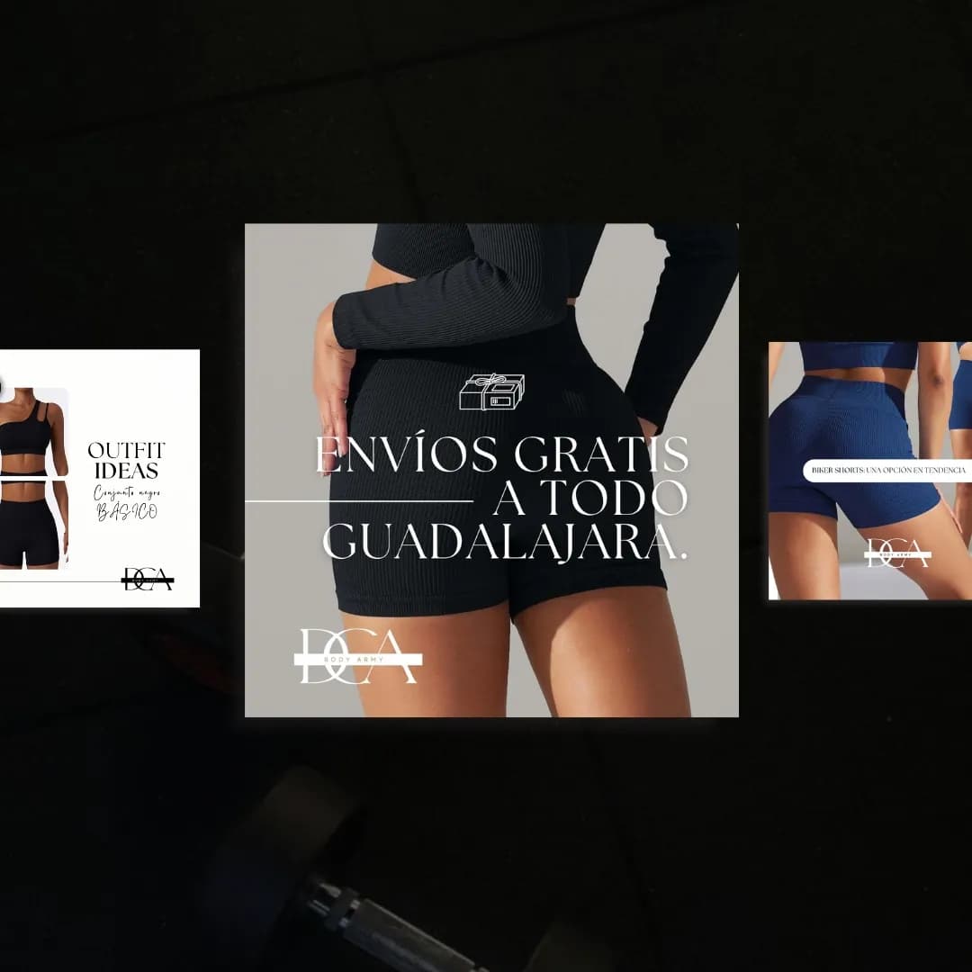 Publicaciones de DCA Body Army para redes sociales