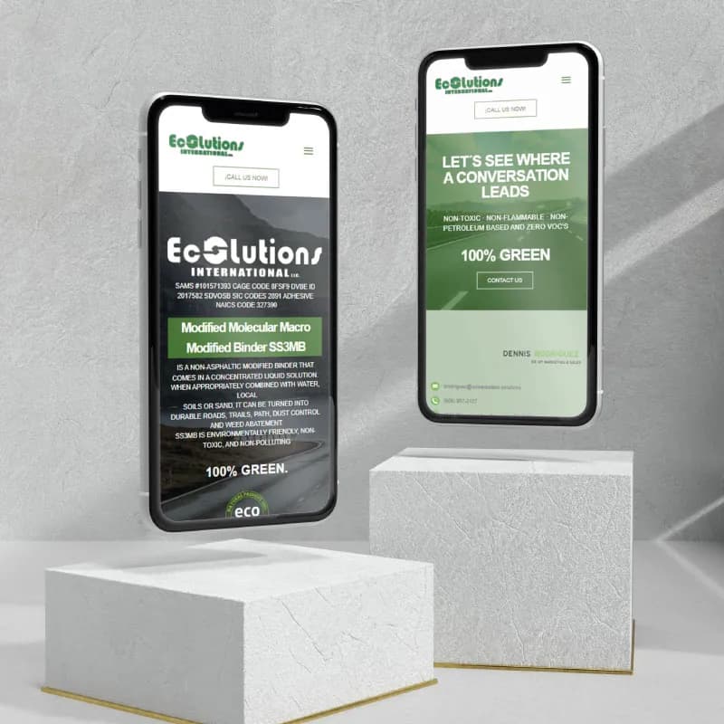Sitio de Ecolutions International en maqueta de dispositivos