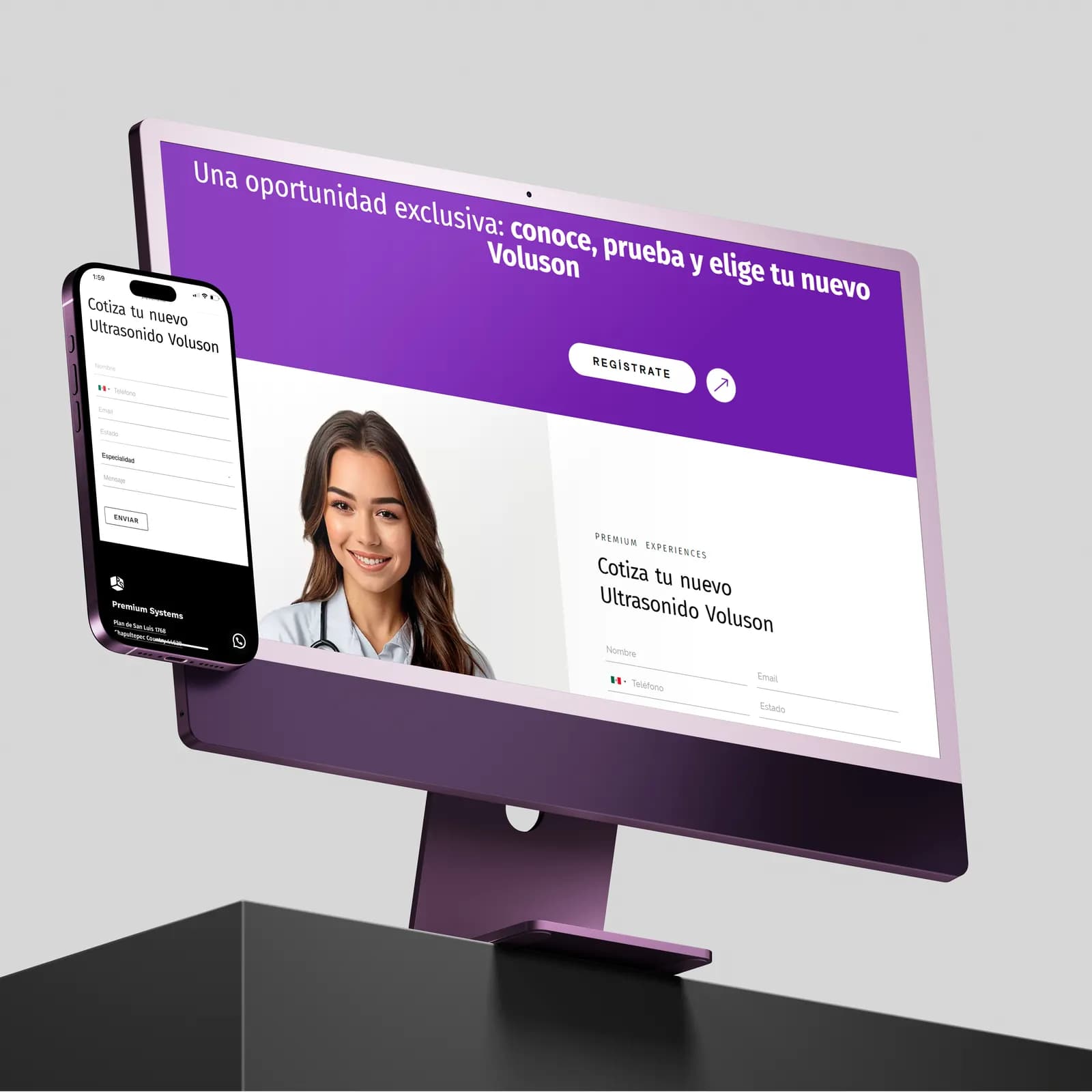 Sitio de venta GE Healthcare en maqueta de dispositivos
