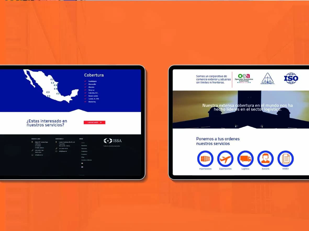 Sitio de ISSA MX en maqueta de dispositivos