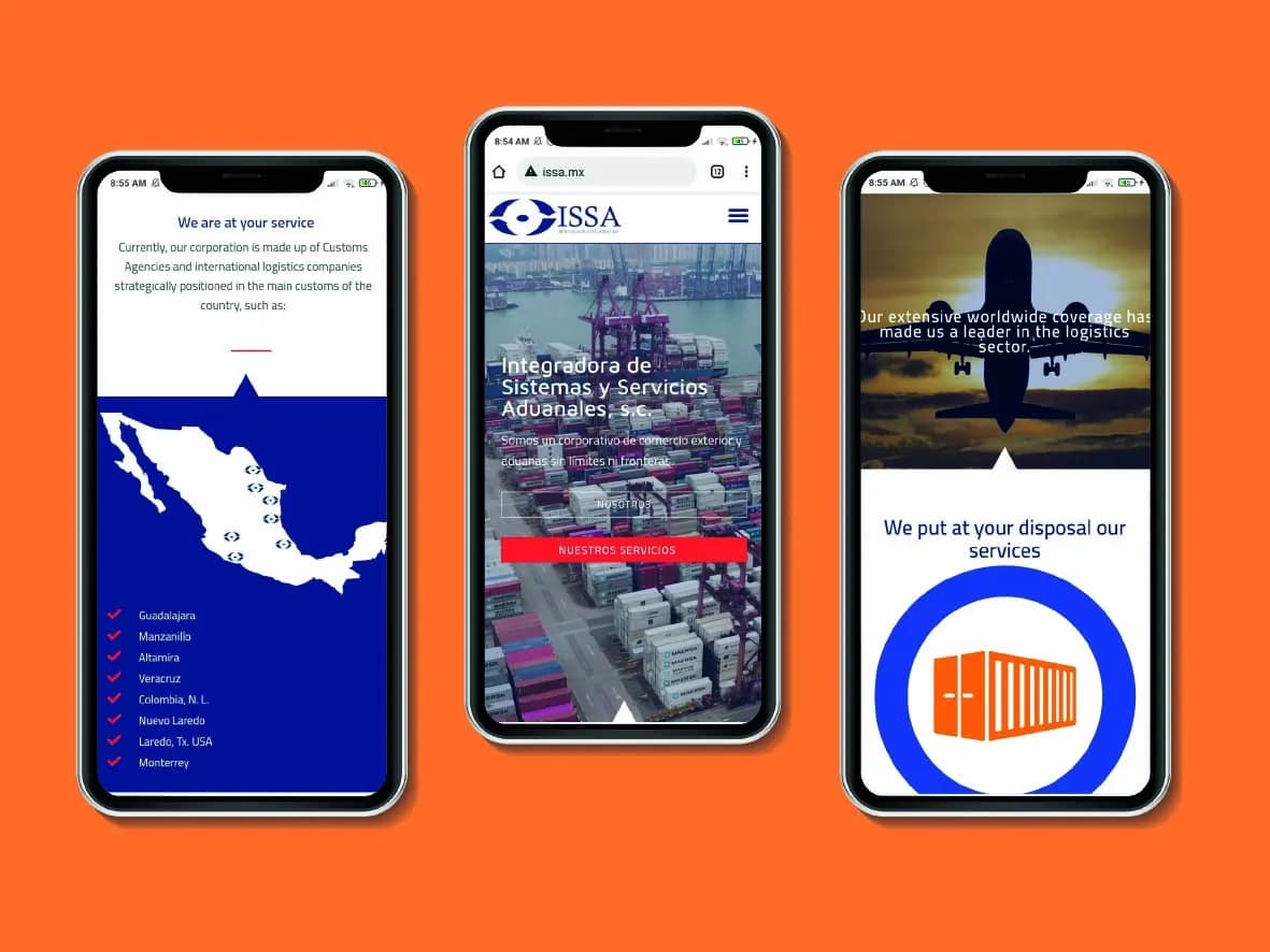 Sitio de ISSA MX en maqueta de dispositivos
