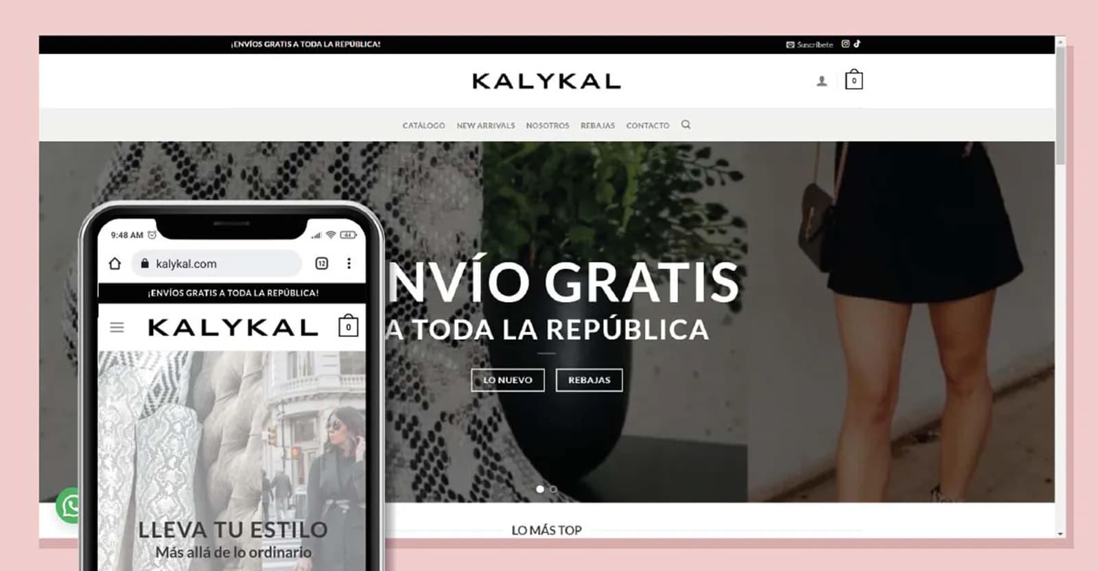 Tienda en línea de Kalykal en maqueta de dispositivos