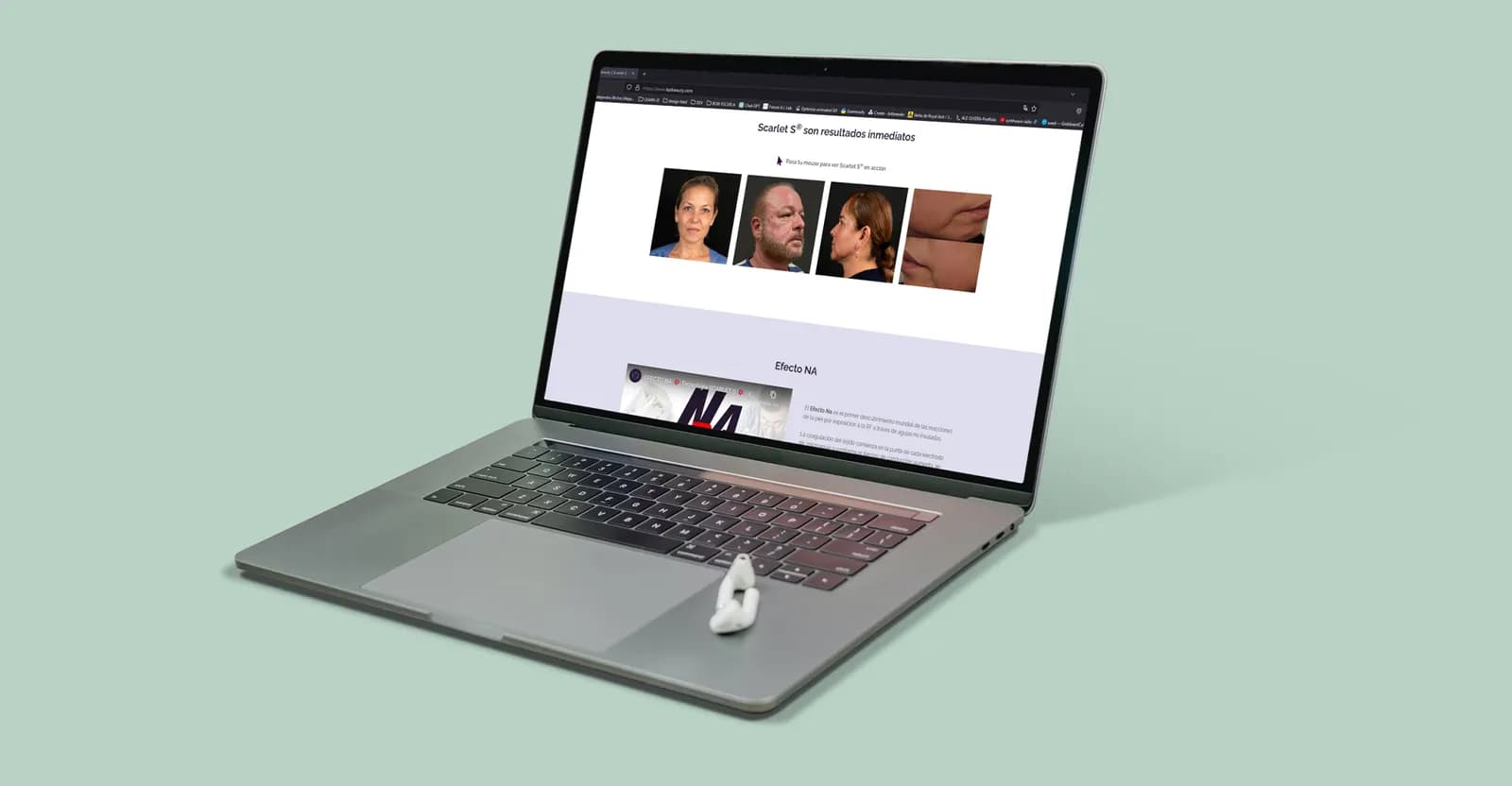 Sitio de KPI Beauty en laptop