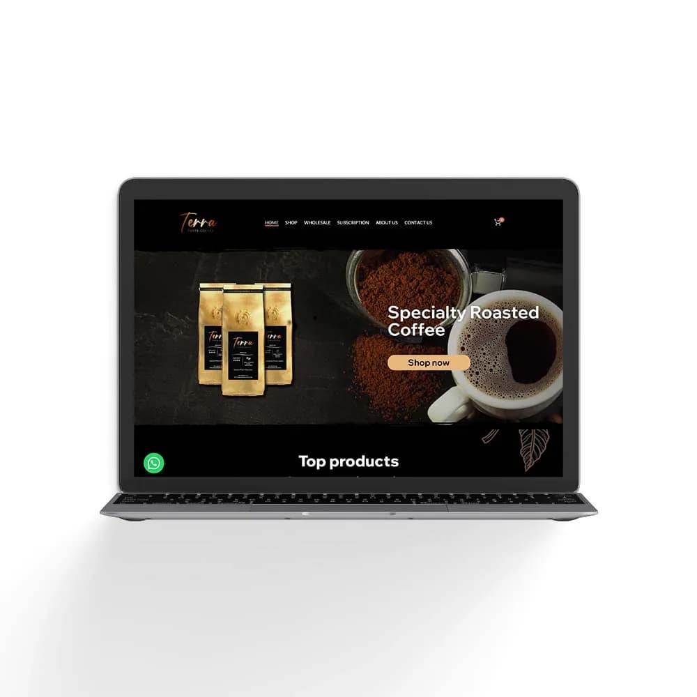 Tienda en línea de Terra Forte Coffee en maqueta de dispositivos