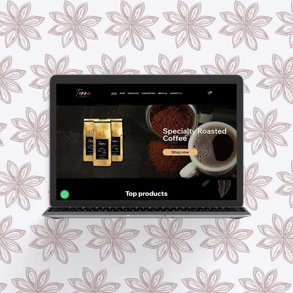 Tienda en línea de Terra Forte Coffee en maqueta de dispositivos
