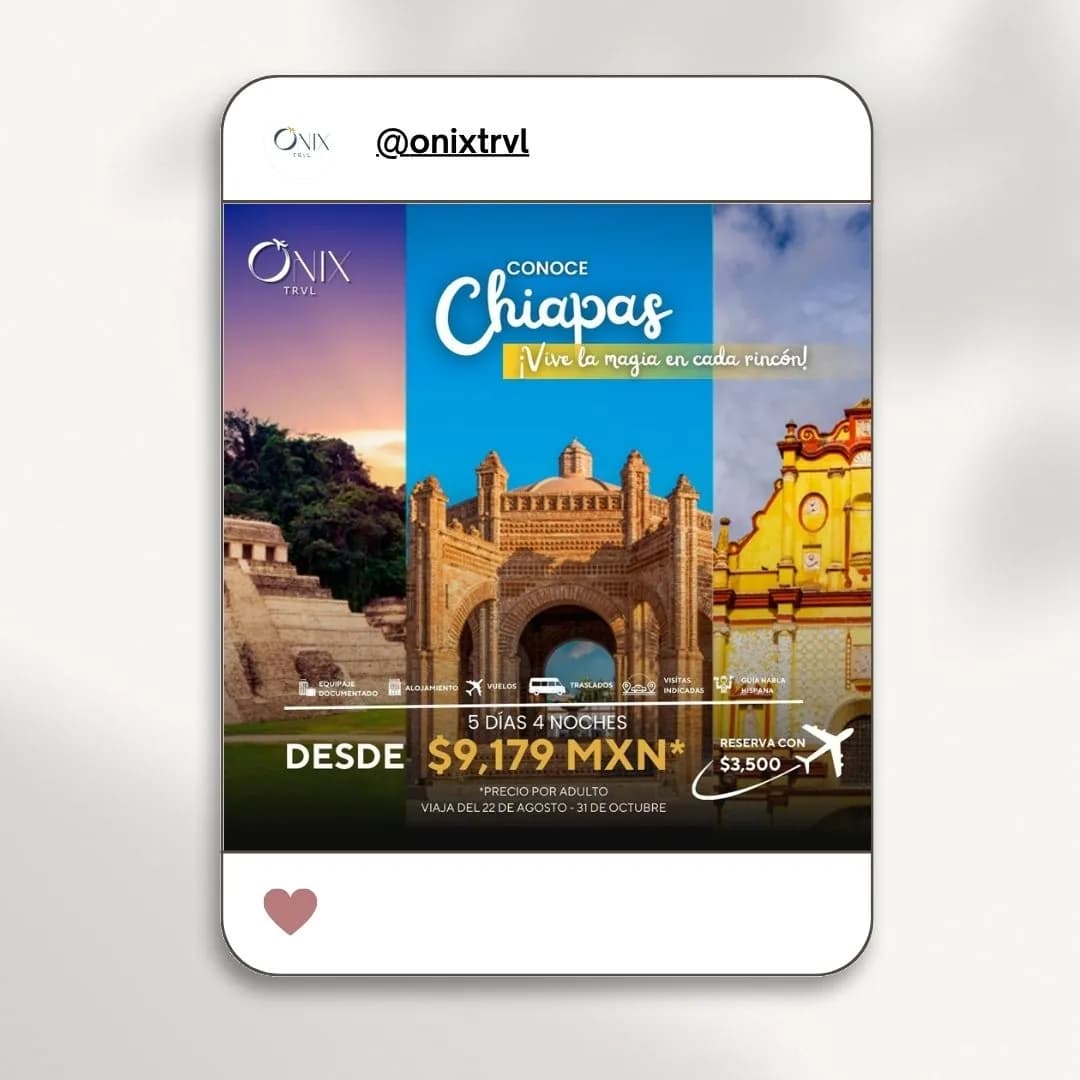 Publicaciones de Onix Travel para redes sociales